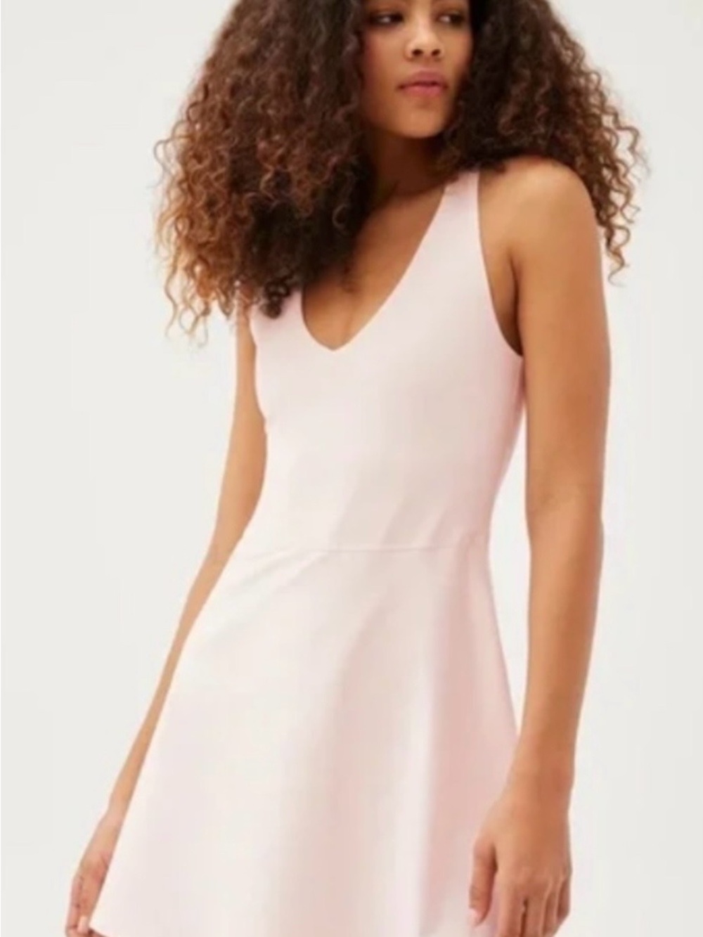 Outdoor Voices The Volley SuperForm Sleeveless V-Neck Mini Dress in Pale Pink